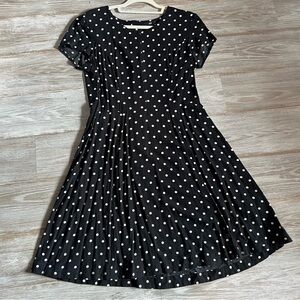 H&M Polka Dot Dress US 14 A-Line Black and White